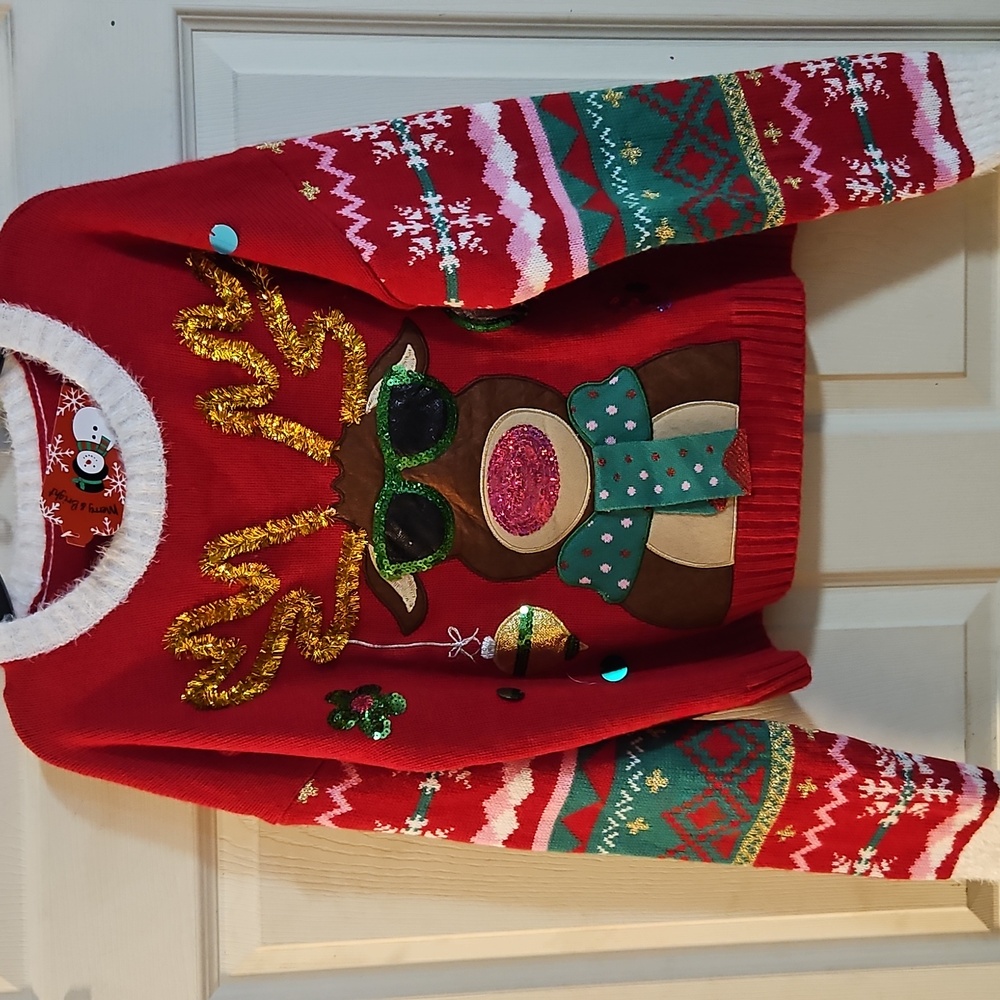 MAJOR MAJOR REINDEER CHRISTMAS SWEATER: RED: NEW WITH TAGS: SIZE M
